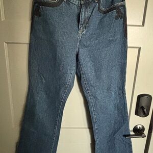 Ralph Lauren Blue Flare Jeans with Embroidery